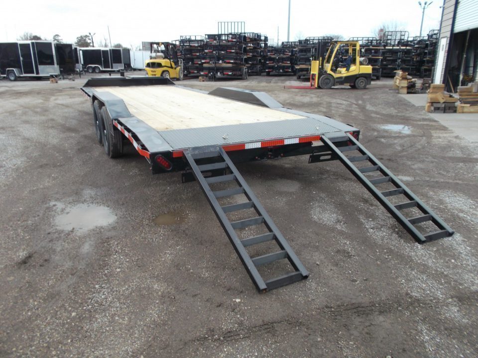 New 2027 J&C Trailers 102x24 12K Car Hauler / Equipment Hauler / 6K Axles / Drive Over Fenders / C-Channel Stow Away Ramps