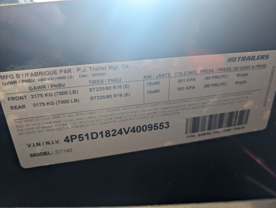 New 2027 7X14 PJ DUMP TRAILER