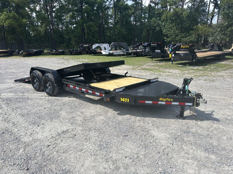 New 2027 Big Tex 14TI Tilt Trailer 7x20 (16ft Deck+4ft Stationary ) 7K Axles, I-Beam Frame, Fork Holders