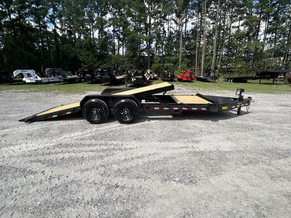 New 2027 Big Tex 14TI Tilt Trailer 7x20 (16ft Deck+4ft Stationary ) 7K Axles, I-Beam Frame, Fork Holders