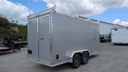 New 2026 BELMONT 7x16 HD V-Nose Contractor Cargo Trailer w/ Barn Doors ( 9990# GVW - POLYCOR EXTERIOR!)