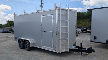 New 2026 BELMONT 7x16 HD V-Nose Contractor Cargo Trailer w/ Barn Doors ( 9990# GVW - POLYCOR EXTERIOR!)