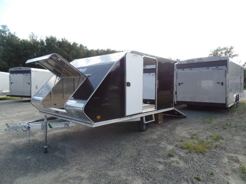 New 2025 ALCOM 2 Place Enclosed Snowmobile Trailer, Aluminum Frame, Galvanized Axle, Ramp, Snowmobile Trailer