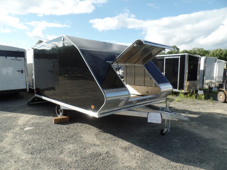 New 2025 ALCOM 2 Place Enclosed Snowmobile Trailer, Aluminum Frame, Galvanized Axle, Ramp, Snowmobile Trailer