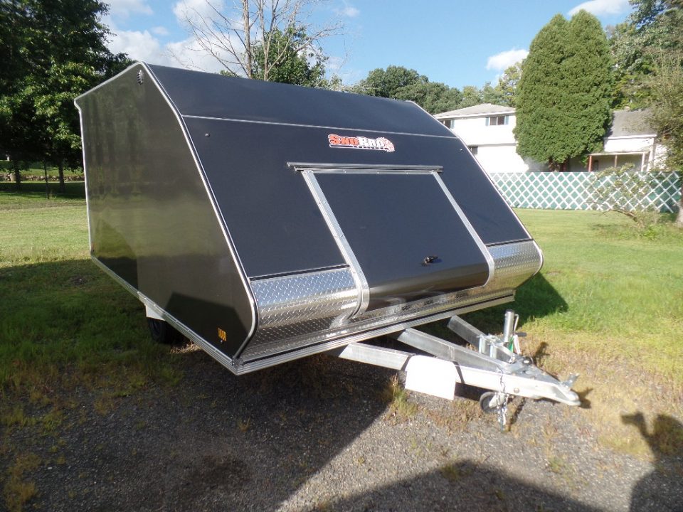 New 2025 ALCOM 2 Place Enclosed Snowmobile Trailer, Aluminum Frame, Galvanized Axle, Ramp, Snowmobile Trailer