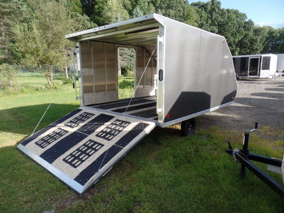 New 2025 ALCOM 2 Place Enclosed Snowmobile Trailer, Aluminum Frame, Galvanized Axle, Ramp, Snowmobile Trailer