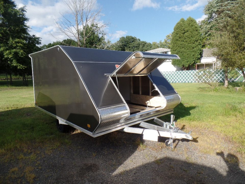 New 2025 ALCOM 2 Place Enclosed Snowmobile Trailer, Aluminum Frame, Galvanized Axle, Ramp, Snowmobile Trailer
