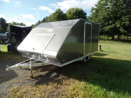 New 2025 ALCOM 2 Place Enclosed Snowmobile Trailer, Aluminum Frame, Galvanized Axle, Ramp, Snowmobile Trailer