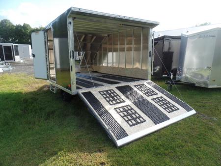 New 2025 ALCOM 2 Place Enclosed Snowmobile Trailer, Aluminum Frame, Galvanized Axle, Ramp, Snowmobile Trailer
