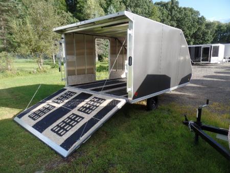 New 2025 ALCOM 2 Place Enclosed Snowmobile Trailer, Aluminum Frame, Galvanized Axle, Ramp, Snowmobile Trailer