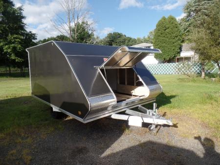 New 2025 ALCOM 2 Place Enclosed Snowmobile Trailer, Aluminum Frame, Galvanized Axle, Ramp, Snowmobile Trailer