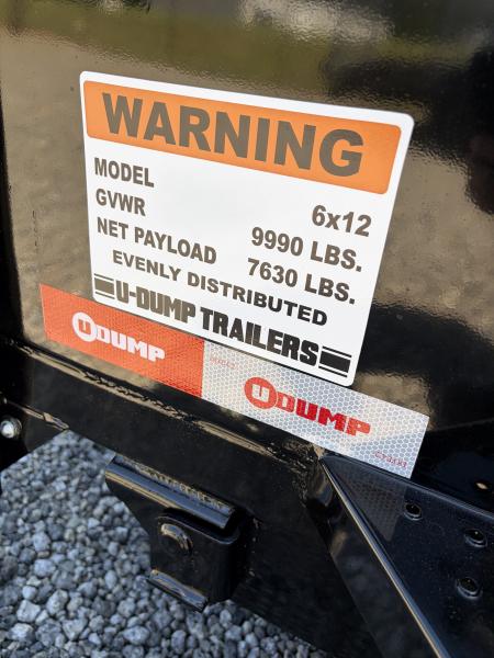 New 2027 U-Dump 6X12 With 31" Sides, Pro-Lite Low-Profile Dump Trailer, 10K GVWR, Tarp & Roller, Slide-Out Ramps