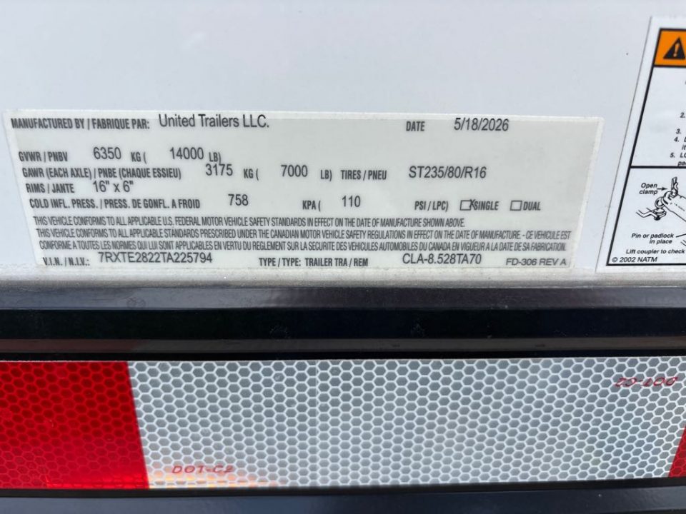 New 2026 United Trailers CLA-8.528TA70 Car / Racing Trailer