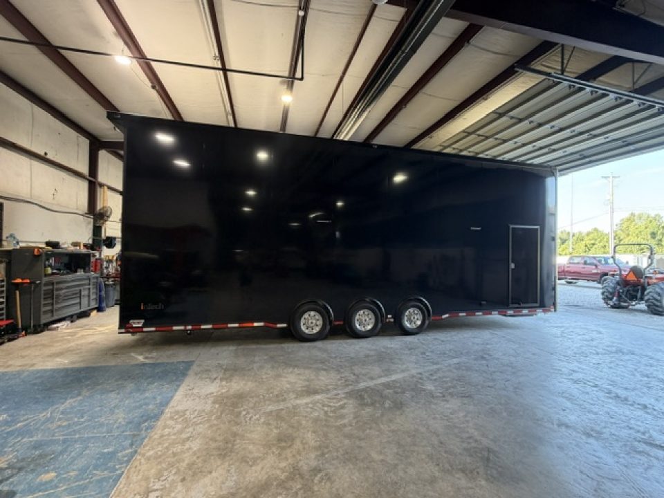 New In-Tech Lite 8.5x32 Stacker Race Trailer-21K - Black W/ Black Trim, RS Cabinets, Tool Drawers, WWC, HD Rear Ramp Door, etc.