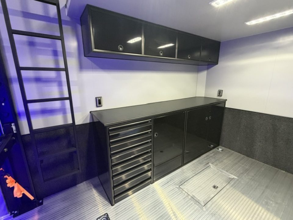 New In-Tech Lite 8.5x32 Stacker Race Trailer-21K - Black W/ Black Trim, RS Cabinets, Tool Drawers, WWC, HD Rear Ramp Door, etc.