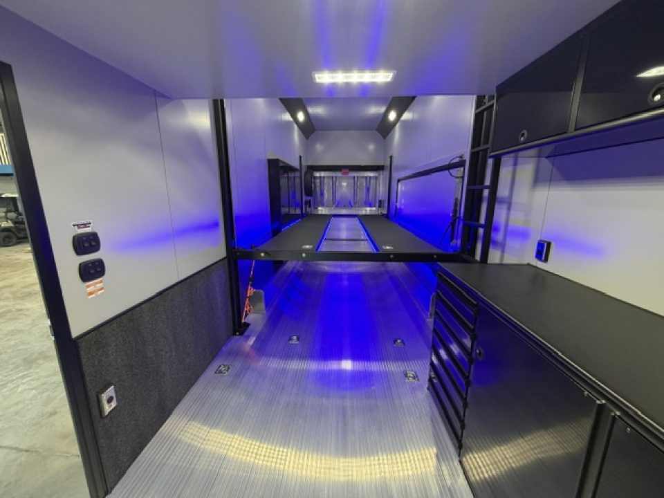 New In-Tech Lite 8.5x32 Stacker Race Trailer-21K - Black W/ Black Trim, RS Cabinets, Tool Drawers, WWC, HD Rear Ramp Door, etc.