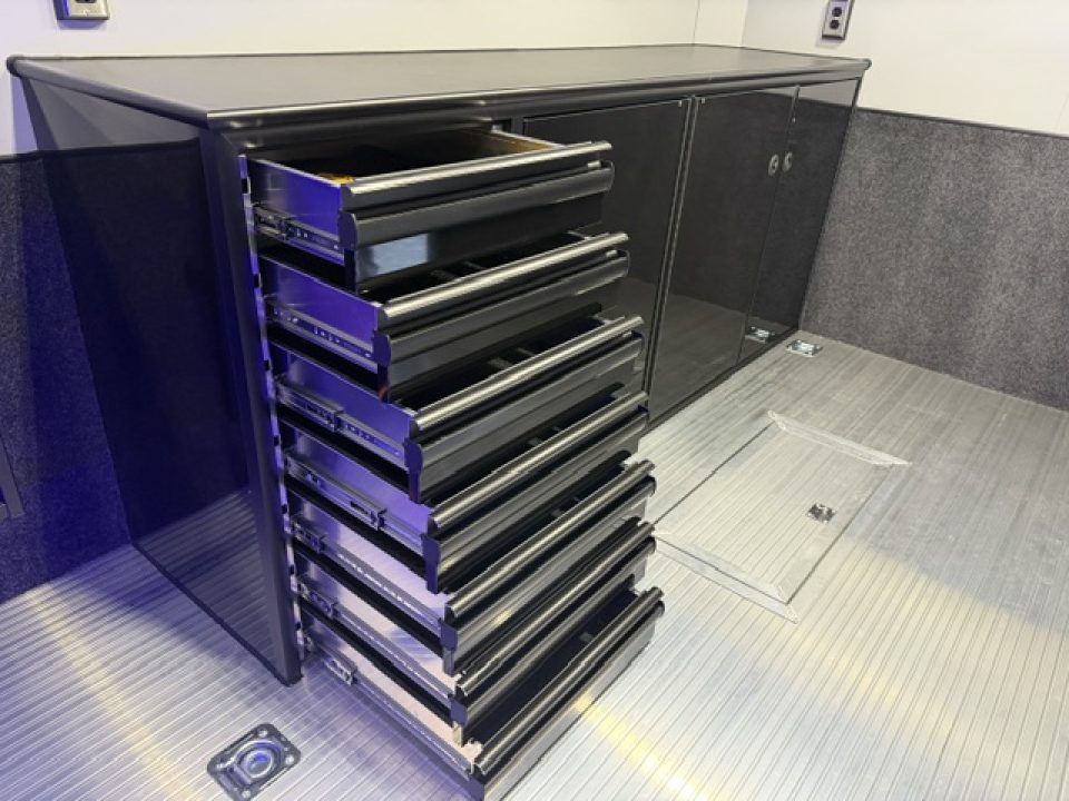 New In-Tech Lite 8.5x32 Stacker Race Trailer-21K - Black W/ Black Trim, RS Cabinets, Tool Drawers, WWC, HD Rear Ramp Door, etc.
