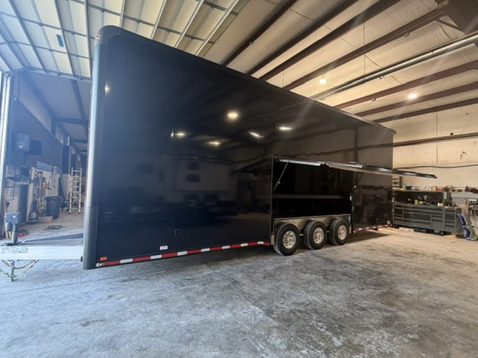 New In-Tech Lite 8.5x32 Stacker Race Trailer-21K - Black W/ Black Trim, RS Cabinets, Tool Drawers, WWC, HD Rear Ramp Door, etc.