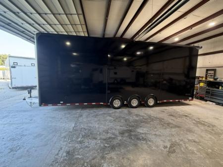 New In-Tech Lite 8.5x32 Stacker Race Trailer-21K - Black W/ Black Trim, RS Cabinets, Tool Drawers, WWC, HD Rear Ramp Door, etc.