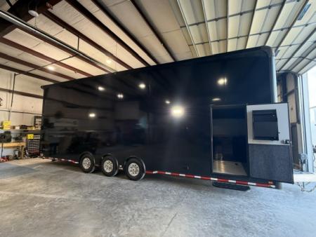 New In-Tech Lite 8.5x32 Stacker Race Trailer-21K - Black W/ Black Trim, RS Cabinets, Tool Drawers, WWC, HD Rear Ramp Door, etc.