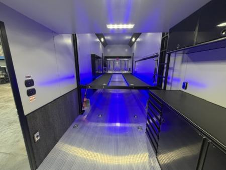 New In-Tech Lite 8.5x32 Stacker Race Trailer-21K - Black W/ Black Trim, RS Cabinets, Tool Drawers, WWC, HD Rear Ramp Door, etc.