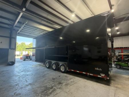 New In-Tech Lite 8.5x32 Stacker Race Trailer-21K - Black W/ Black Trim, RS Cabinets, Tool Drawers, WWC, HD Rear Ramp Door, etc.
