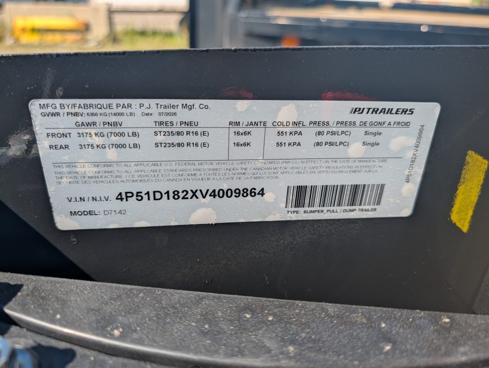 New 2027 7X14 PJ DUMP TRAILER