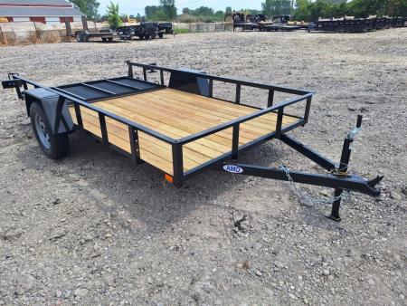 New 2027 AMO 76x12 Lowside Landscape Trailer W/Led Lights & Spring Assist Gate