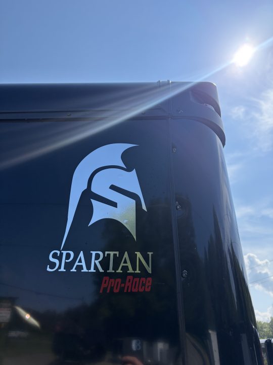 New 2027 Spartan 28' "Pro-Series" - BATHROOM Race Trailer, PolyCor, 7'4" Interior, 12K GVWR Torsion Spread Axles, A/C, Rubber Coin PKG