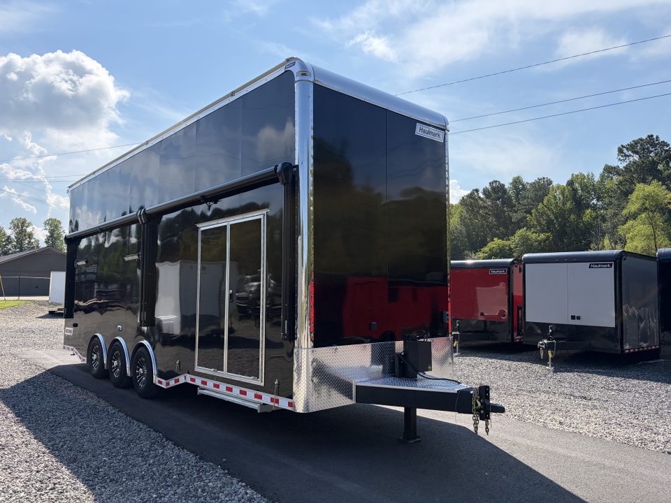 New 2027 Haulmark EDGE 28 Stacker Race Trailer, Finished Race Interior, 21K GVWR, Awnings, Lift