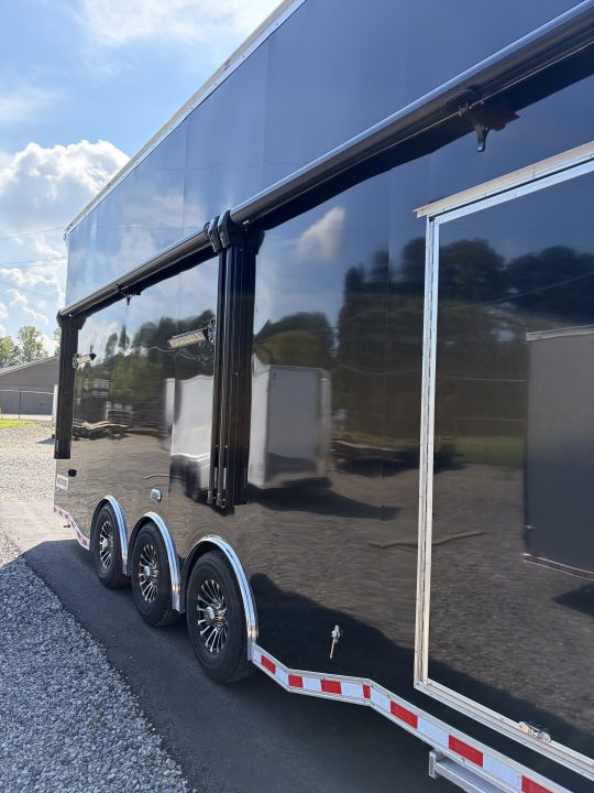 New 2027 Haulmark EDGE 28 Stacker Race Trailer, Finished Race Interior, 21K GVWR, Awnings, Lift