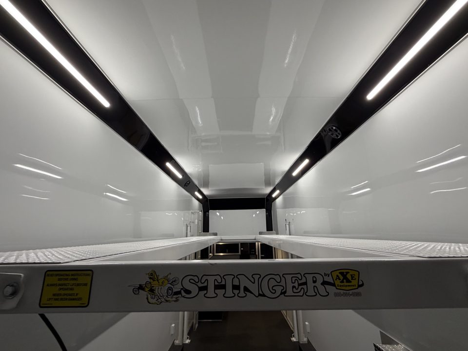 New 2027 Haulmark EDGE 28 Stacker Race Trailer, Finished Race Interior, 21K GVWR, Awnings, Lift