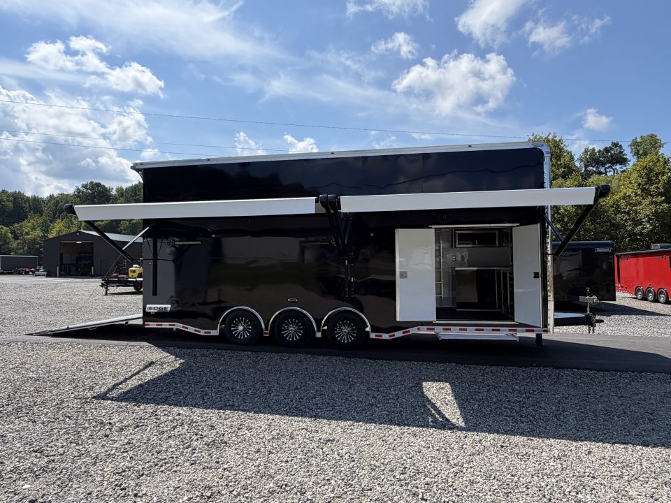 New 2027 Haulmark EDGE 28 Stacker Race Trailer, Finished Race Interior, 21K GVWR, Awnings, Lift