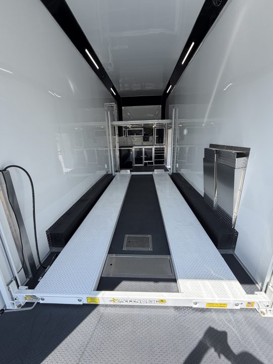 New 2027 Haulmark EDGE 28 Stacker Race Trailer, Finished Race Interior, 21K GVWR, Awnings, Lift