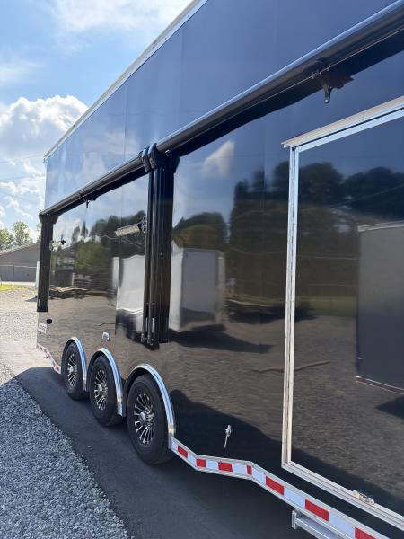 New 2027 Haulmark EDGE 28 Stacker Race Trailer, Finished Race Interior, 21K GVWR, Awnings, Lift