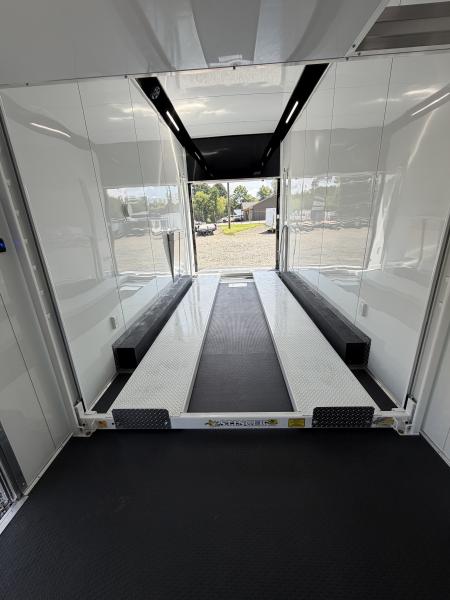 New 2027 Haulmark EDGE 28 Stacker Race Trailer, Finished Race Interior, 21K GVWR, Awnings, Lift
