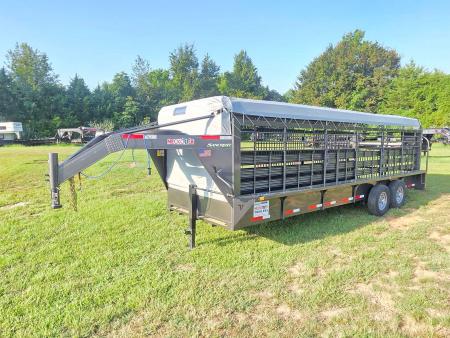 New 2026 Neckover LIVESTOCK W/ 2 CUT GATES/ WOOD FLOOR/ TARP TOP/ BUTTERFLY REAR/ 6'8X24
