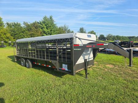 New 2026 Neckover LIVESTOCK W/ 2 CUT GATES/ WOOD FLOOR/ TARP TOP/ BUTTERFLY REAR/ 6'8X24