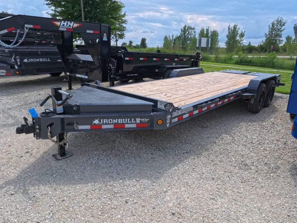 New 2027 Iron Bull 83 x 22 EWB Equipment Trailer with 2)8,000 lb. Spring Axles, 2) Elec. Brakes , 16 Ply Tires - Ranch Gray