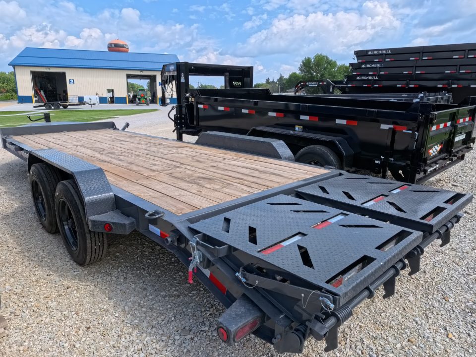 New 2027 Iron Bull 83 x 22 EWB Equipment Trailer with 2)8,000 lb. Spring Axles, 2) Elec. Brakes , 16 Ply Tires - Ranch Gray