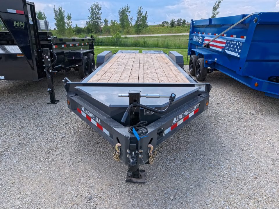 New 2027 Iron Bull 83 x 22 EWB Equipment Trailer with 2)8,000 lb. Spring Axles, 2) Elec. Brakes , 16 Ply Tires - Ranch Gray