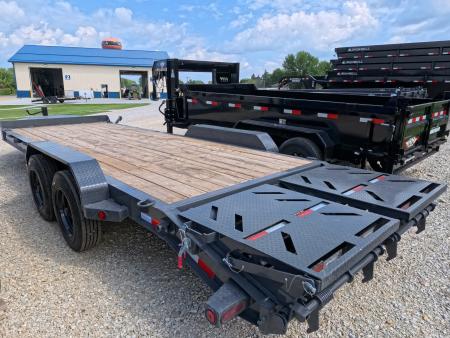 New 2027 Iron Bull 83 x 22 EWB Equipment Trailer with 2)8,000 lb. Spring Axles, 2) Elec. Brakes , 16 Ply Tires - Ranch Gray