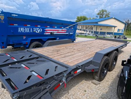 New 2027 Iron Bull 83 x 22 EWB Equipment Trailer with 2)8,000 lb. Spring Axles, 2) Elec. Brakes , 16 Ply Tires - Ranch Gray