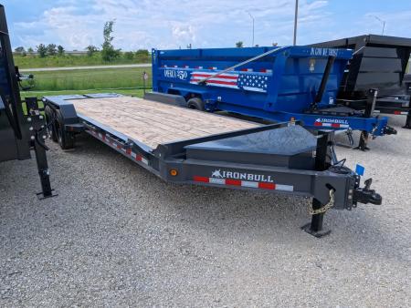 New 2027 Iron Bull 83 x 22 EWB Equipment Trailer with 2)8,000 lb. Spring Axles, 2) Elec. Brakes , 16 Ply Tires - Ranch Gray