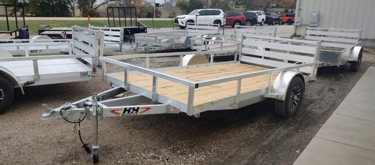 New 2027 H&H Trailers 76x12 Aluminum Rail Side 5K Utility Trailer