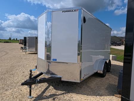 New 2027 Formula Trailers 7 x 14 x 7 Traverse Flat Top V-Nose Cargo / Enclosed Trailer with 7K GVWR - Composite White