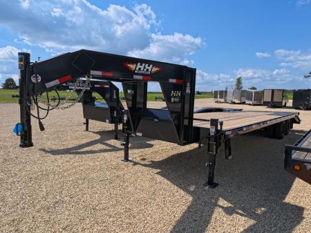 New 2027 H&H Trailers 102 x 25 +5 HD Low Pro Gooseneck with Dovetail and Super Deluxe Ramps, 22.5 K GVWR, Deckover Trailer
