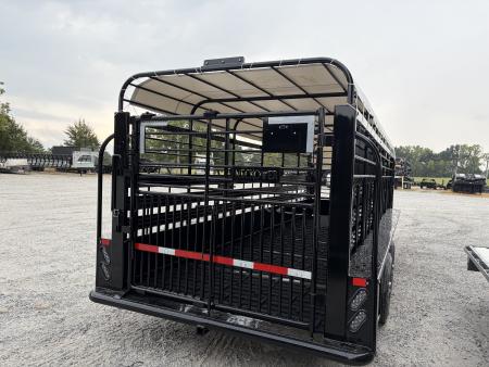 New 2026 Neckover 2026 NECKOVER 6'8X24X6'6"/RUBBER CLEATED FLOOR/2- INSIDE CUT GATES/COMBO REAR GATE/ESCAPE DOOR/BAR TOP W/TARP Stock / Stock Combo Trailer