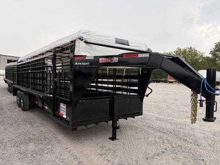 New 2026 Neckover 2026 NECKOVER 6'8X24X6'6"/RUBBER CLEATED FLOOR/2- INSIDE CUT GATES/COMBO REAR GATE/ESCAPE DOOR/BAR TOP W/TARP Stock / Stock Combo Trailer