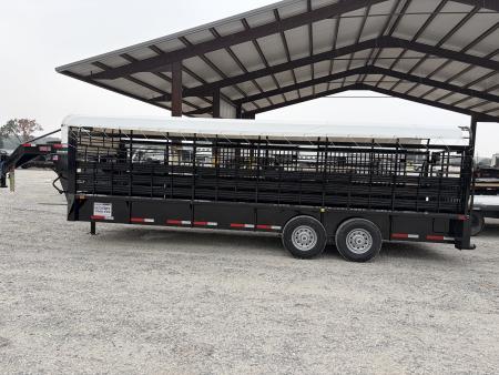 New 2026 Neckover 2026 NECKOVER 6'8X24X6'6 /RUBBER CLEATED FLOOR/2- INSIDE CUT GATES/COMBO REAR GATE/ESCAPE DOOR/BAR TOP W/TARP Stock / Stock Combo Trailer